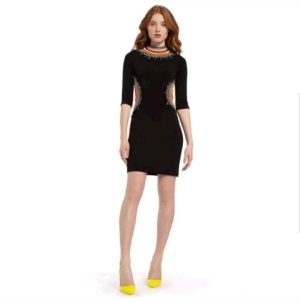 Alice + Olivia Tamson Embroidred Fitted Open Back Mini Dress Size 8 - Picture 5 of 13